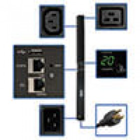 TRIPPLITE PDU MonofÃ¡sico Monitoreable de 3.7kW 208V ~ 230V - Plataforma LX, 18 Tomacorrientes C13, 2 C19, Entradas C20 / L6-20P, 0U 900 mm de Altura, TAA Part Number:  PDUMNV20HV2LX